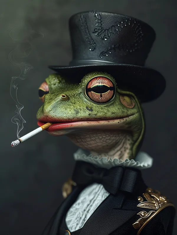 a frog smoking an cigarette